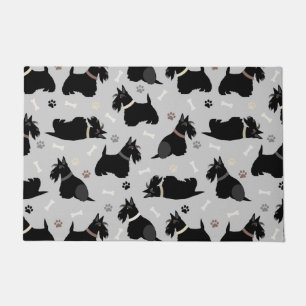Black Scottish Terrier Paws and Bones Doormat Fußmatte