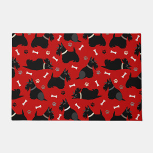 Black Scottish Terrier Paws and Bones Fußmatte