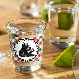 Black Scottish Terrier Tartan Kariert Shot Glass Schnapsglas