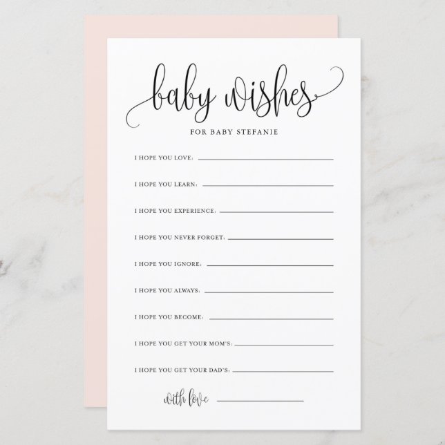 Black Script Baby Well will Baby Showcard (Vorne/Hinten)