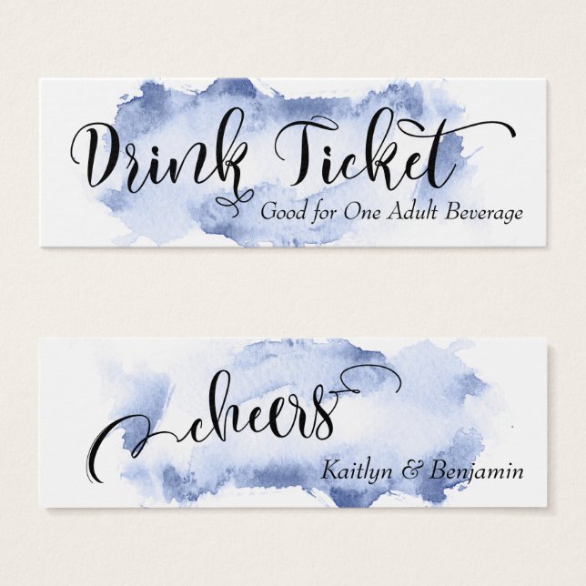 Black Script & Dark Blue Watercolor Drinckets (Vorne & Hinten)