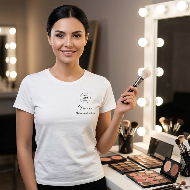 Black Script Employee Name Business Logo Makeup T-Shirt (Black Script Employee Name Business Logo Makeup T-Shirt)