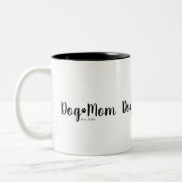 Black Script Established Dog Mom  Zweifarbige Tasse