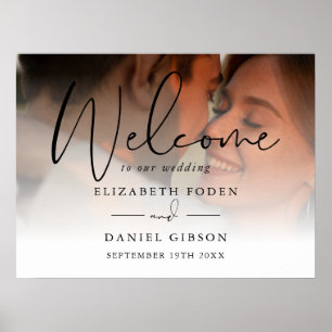 Black Script Foto Wedding Welcome Sign Poster