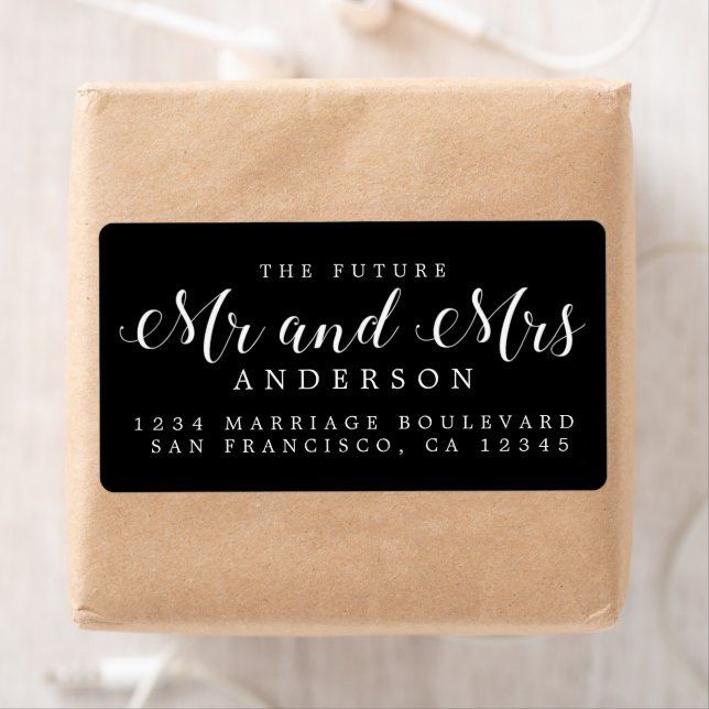 Black Script Future Mr Mrs Return Address (Insitu)