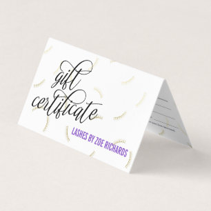 Black Script & Gold Lashes Purple Cadeau Certifica
