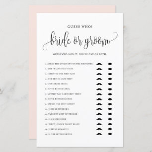 Black Script Gues Who Bridge oder Groom Shower Gam