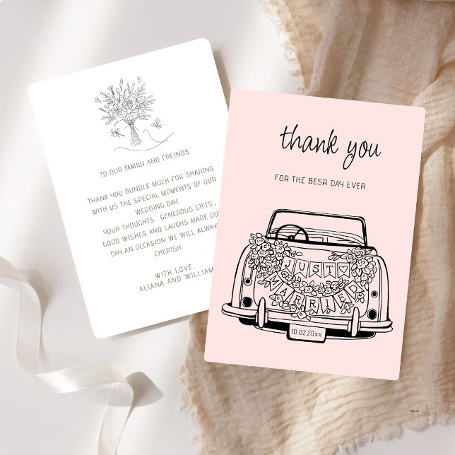 Black Script Handdrawn Simple Wedding Vow Renewal  Dankeskarte (Von Creator hochgeladen)