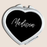 Black Script Heart Compact Mirror Taschenspiegel<br><div class="desc">Black Script Individuelle Name Compact Mirror.</div>