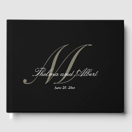 Black Script Monogram Wedbook Gästebuch