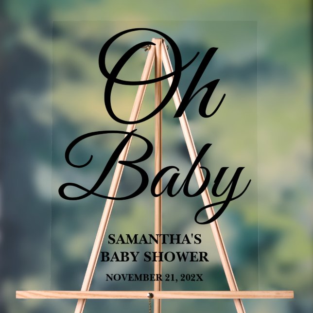 Black Script Oh Baby Baby shower Bienvenue (Neutre)