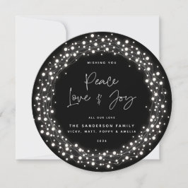 Black Script Schriftart Peace Liebe+Joy Sparkling  Feiertagskarte