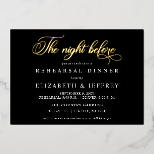 Black Script The Night Before Rehearsal Dinner Folieneinladung