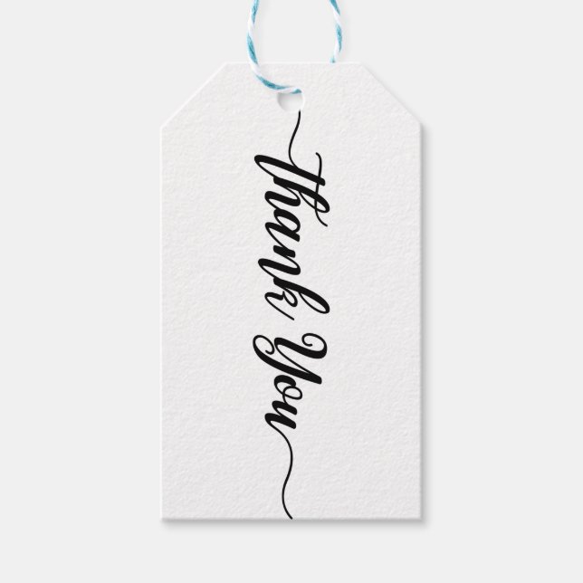 Black Script Typ White Vielen Dank Party Modern Geschenkanhänger (Vorderseite)