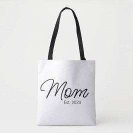 Black Script Typography Established Mom Tasche