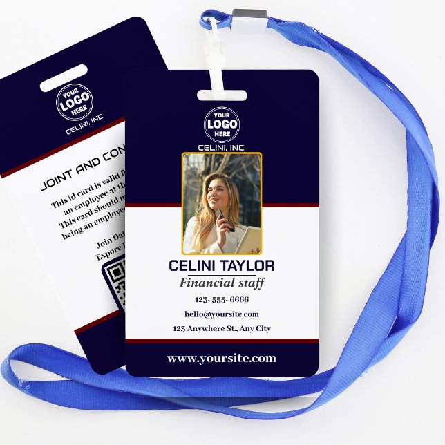 Black Security-ID-Abzeichen mit Foto- und QR-Code Ausweis (Black & White Security ID Badge with Photo & QR Code)