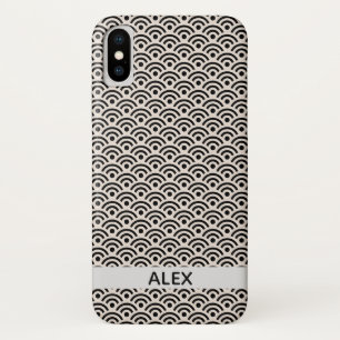 Black Seigaiha Japanisches Muster Personalisierter Case-Mate iPhone Hülle