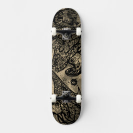 Black Sepia Abstract Skateboard