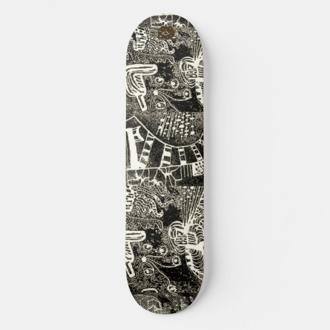 Black Sepia Abstract  Skateboard (Vorderseite)