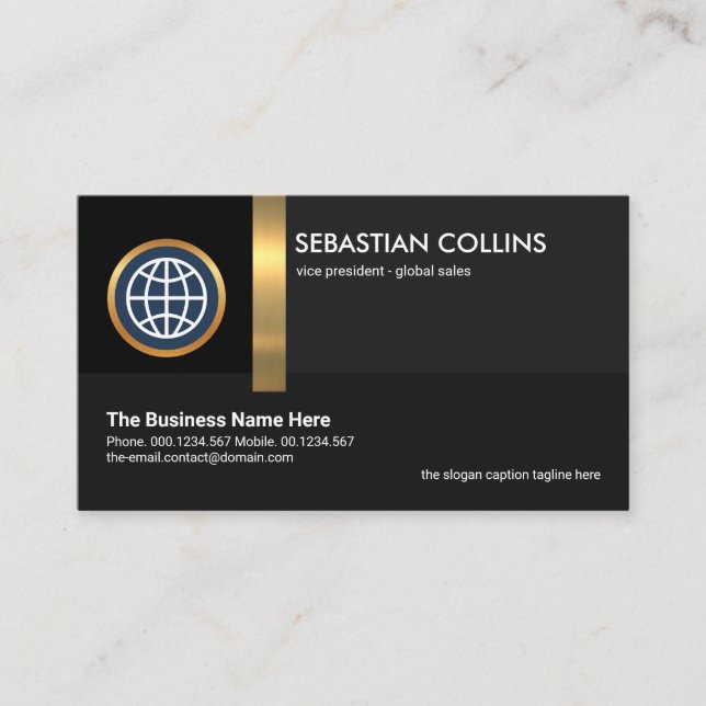Black Shades Gold Strip Global International Visitenkarte (Vorderseite)