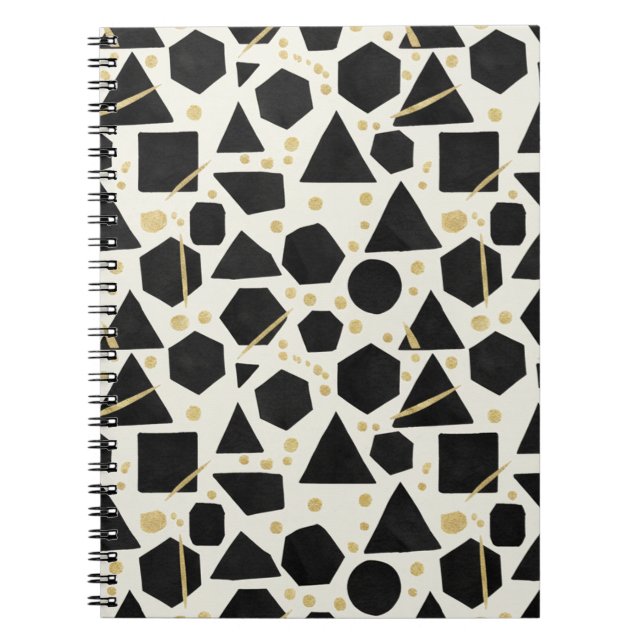 Black Shapes and Gold Confetti Pattern Notizblock (Vorderseite)