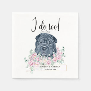 Black Shar Pei Dog Wedding Cocktail Napkins Serviette