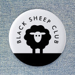 Black Sheep Club | Modernes Niedlich Button<br><div class="desc">Einfaches,  kundenspezifisches "Black-Schafclub" Design mit moderner minimalistischer Typografie und niedlichem Schafdesign. Das perfekte Design für alle schwarzen Schafe da draußen!</div>
