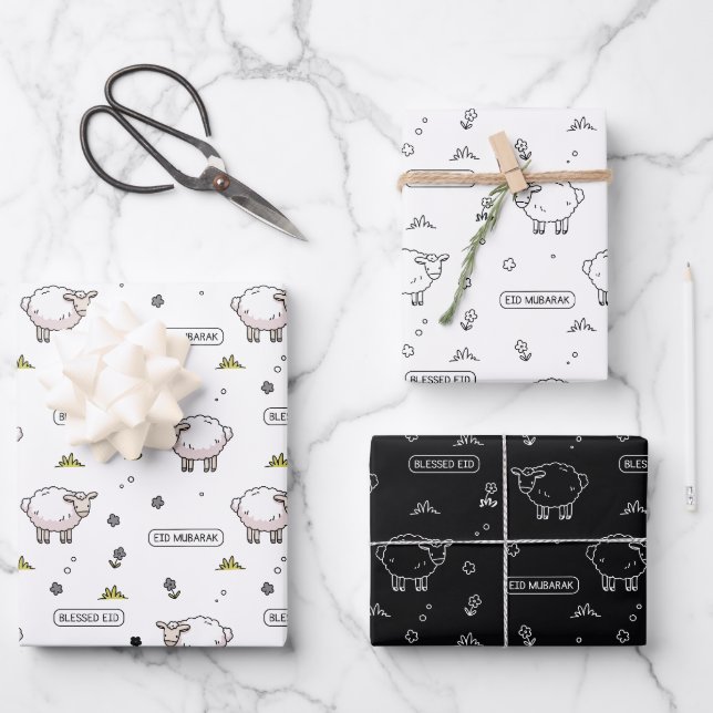 Black Sheep Eid Mubarak Kinder Geschenkpapier Set (Vorderseite)