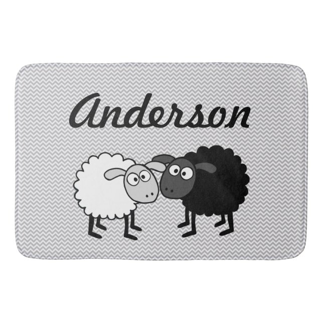 Black Sheep Weiße Schafe große Badematte (Vorderseite)