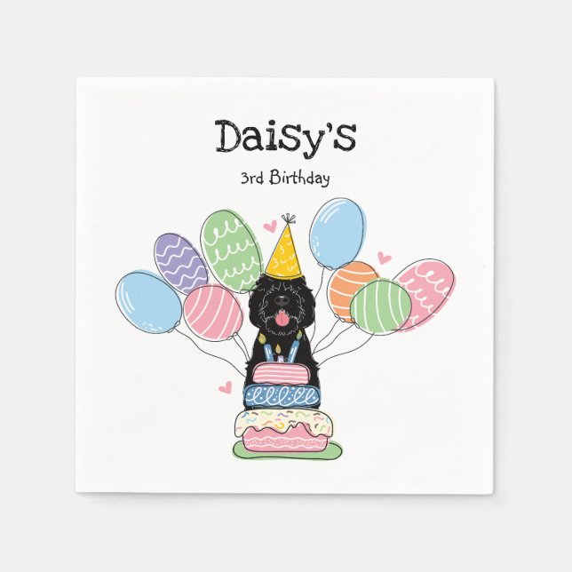 Black Sheepadoodle Birthday Party Paper Serviette (Vorderseite)
