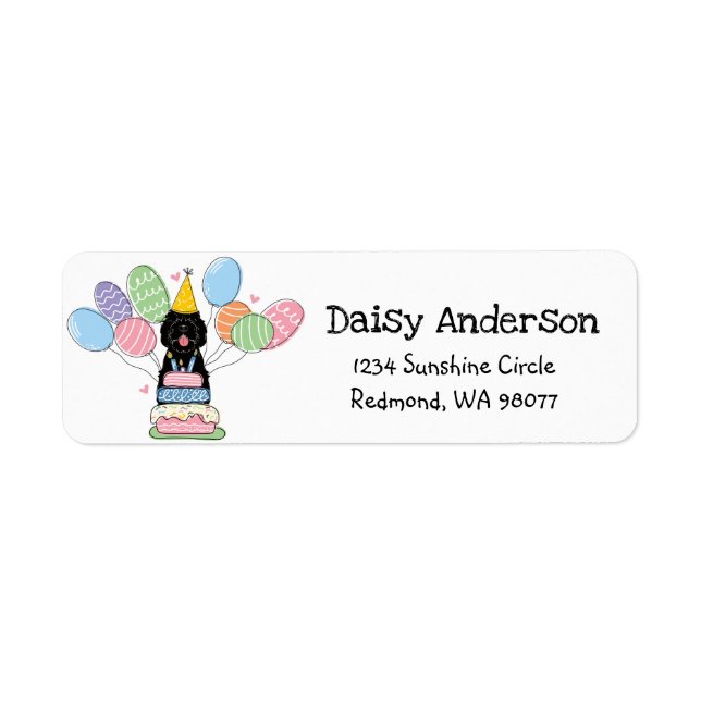 Black Sheepadoodle Birthday Party Rücksendeadresse (Vorne)