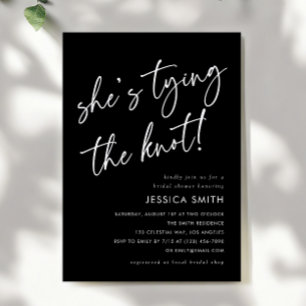 Black She's Tying the Knot Coquette Brautparty Einladung