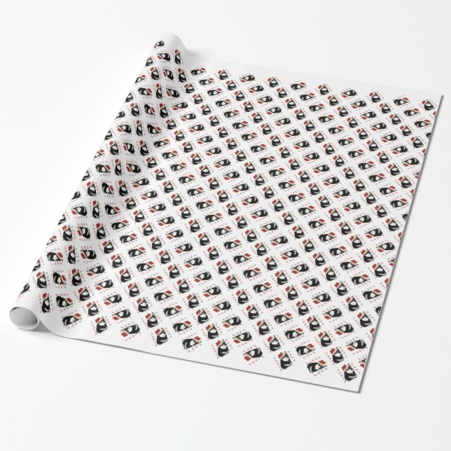 Black Shiba Inu Santa Paws Geschenkpapier (Ungerollt)