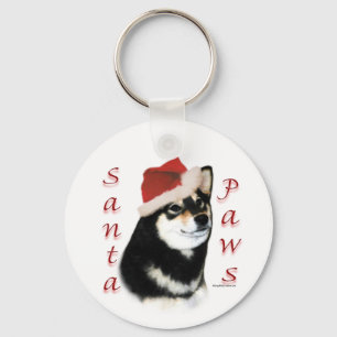 Black Shiba Inu Santa Paws Schlüsselanhänger