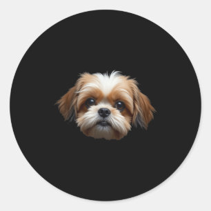 Black Shih Tzu Dog Shih Tzu Face Runder Aufkleber