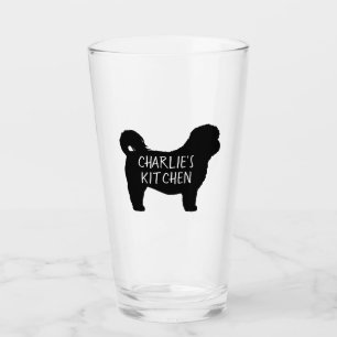 Black Shih Tzu Dog Silhouette Personalisiert Glas