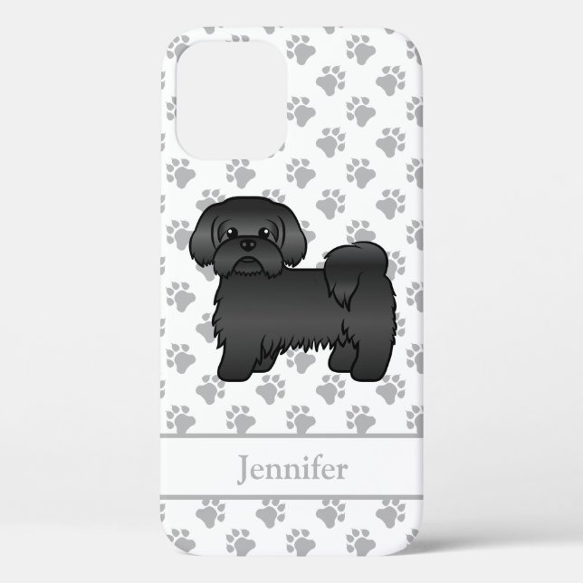 Black Shih Tzu Niedlich Cartoon Dog & Name Case-Mate iPhone Hülle (Rückseite)