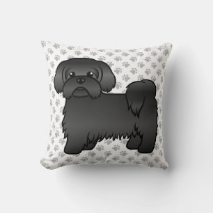 Black Shih Tzu Niedlich Cartoon Dog & Paws Kissen
