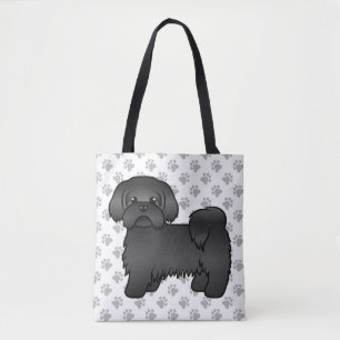 Black Shih Tzu Niedlich Cartoon Dog & Paws Tasche