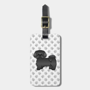 Black Shih Tzu Niedlicher Cartoon-Hund und benutze Gepäckanhänger