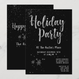 Black Shimmering Silver Holiday Party Einladung