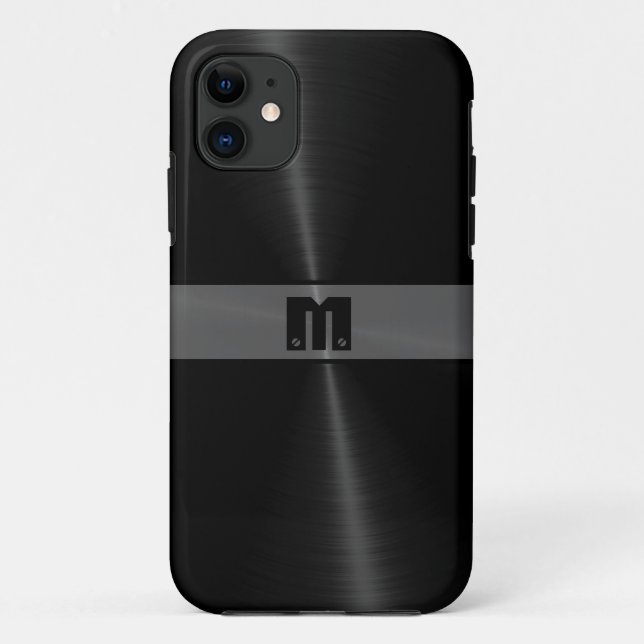 Black Shiny Stainless Steel Metal 7 Case-Mate iPhone Hülle (Rückseite)