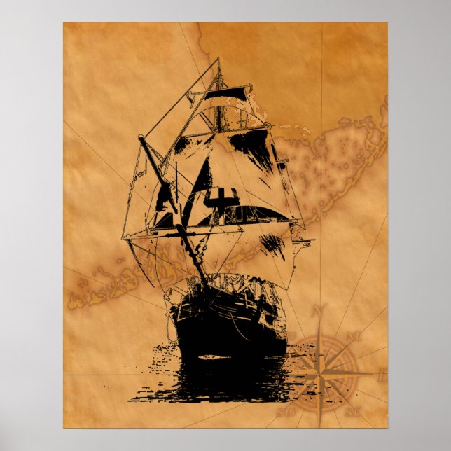 Black Ship-Silhouette Poster (Vorne)