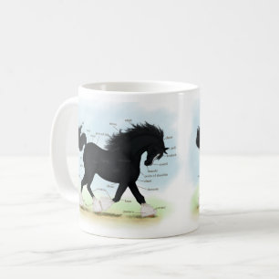 Black Shire Horse Educational Anatomical Chart Kaffeetasse