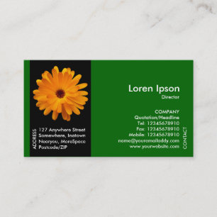 Black Side Band Blume - Orange Marigold - Green Visitenkarte
