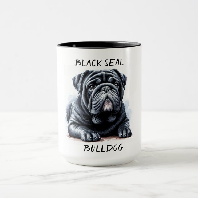 Black Siegel Bulldog Kaffee Tasse Cup (Zentrum)