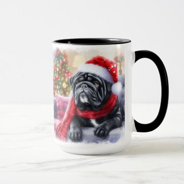 Black Siegel Bulldog Weihnachtskalender Kaffee Tas Tasse (Rechts)