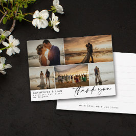 Black Signature Script Wedding Photos Thank You Dankeskarte