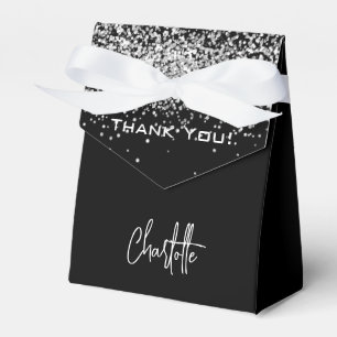 Black silber Glitzer Glitzern Name Vielen Dank Geschenkschachtel