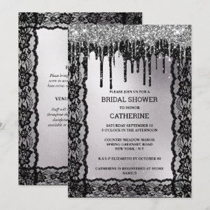 Black Silber Spitzen Glitzer dunkelmoody luxuriös  Einladung